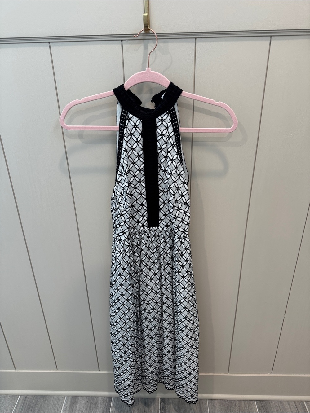 Anthropologie Black & White Halter Dress - Classic Pattern